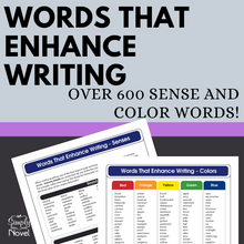 Load image into Gallery viewer, SENSORY and COLOR Synonyms Words List - Over 600 Descriptive Words for Writing