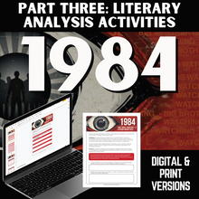Load image into Gallery viewer, 1984 Novel Study Literary Activities &amp; Skills Practice Worksheets: Part THREE