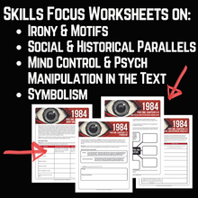 Load image into Gallery viewer, 1984 Novel Study Literary Activities &amp; Skills Practice Worksheets: Part ONE