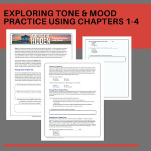 Among the Hidden Novel Study Tone and Mood Practice and Review Worksheets