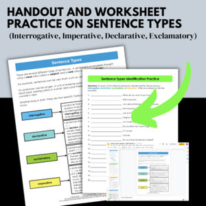 Four Sentence Types, Fragments, Subjects, Predicates Handouts and Worksheets