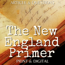 Load image into Gallery viewer, The New England Primer Informational Text Article with Comprehension Questions