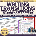 300+ Transition Words to Use in Writing | Reference Lists & 6 Classroom Posters - Simply Novel