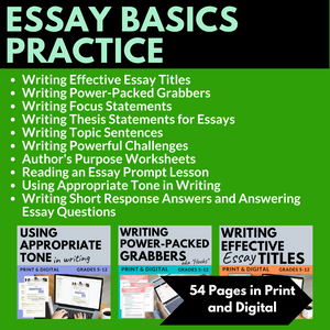 Basic Essay Writing Lessons, Activities: Before the 5-Paragraph Essay BUNDLE