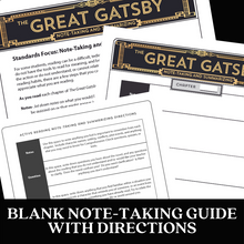 Load image into Gallery viewer, The Great Gatsby Novel Study Unit - Reading Note-Taking Guide