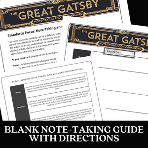 The Great Gatsby Novel Study Unit - Reading Note-Taking Guide