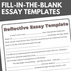 Narrative Essay and Reflective Essay Templates - Scaffolded Fill-in-the-Blank Essay Writing