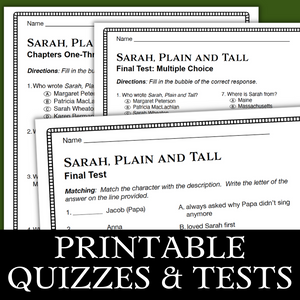 Sarah, Plain and Tall Novel Study - 90 Page Unit BUNDLE in Print & Digital