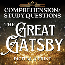 Load image into Gallery viewer, The Great Gatsby Novel Study Unit Comprehension Questions by Chapter