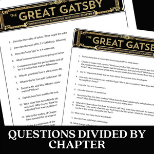 The Great Gatsby Novel Study Unit Comprehension Questions by Chapter