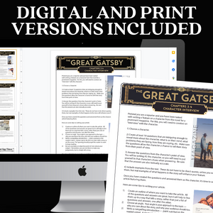 The Great Gatsby Writing Activities - 4 Activities Included - Print & Digital