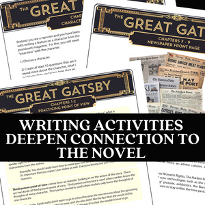 The Great Gatsby Writing Activities - 4 Activities Included - Print & Digital