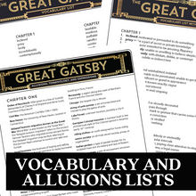 Load image into Gallery viewer, The Great Gatsby Vocabulary Activities, Plus Vocabulary &amp; Allusions Lists