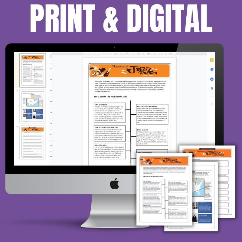 A Brief History of Jazz in America Timeline with Questions