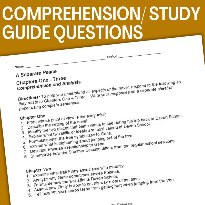 A Separate Peace Novel Study Unit - 4 - Week Teaching Resource BUNDLE - Simply Novel