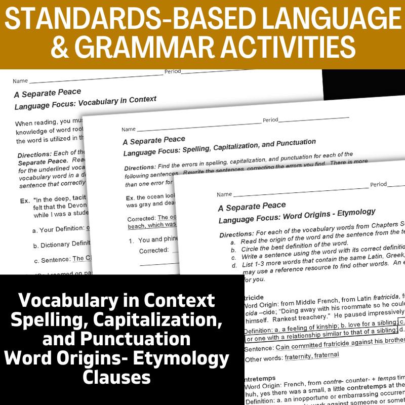 A Separate Peace Novel Study Unit - 4 - Week Teaching Resource BUNDLE - Simply Novel