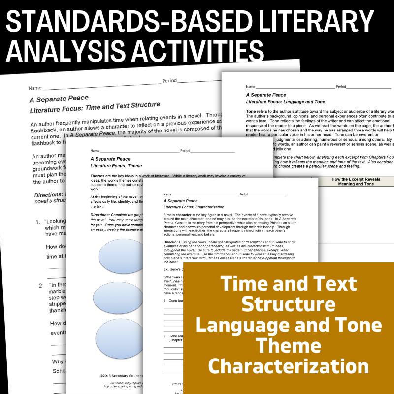 A Separate Peace Novel Study Unit - 4 - Week Teaching Resource BUNDLE - Simply Novel