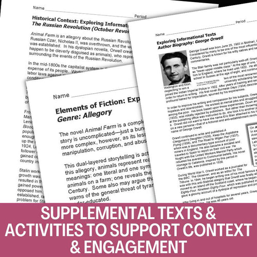 Animal Farm Novel Study Unit - 160+ Page Teaching Resource Bundle - Simply Novel