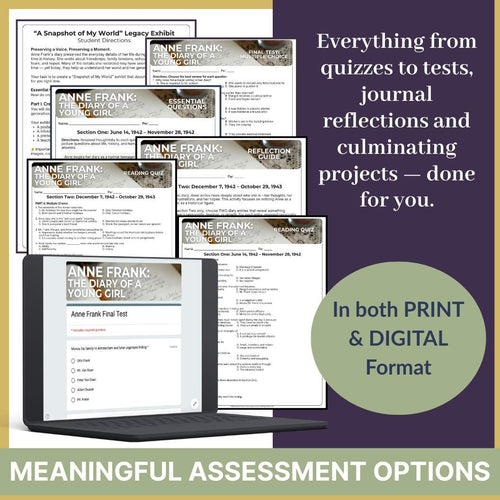 Anne Frank Diary of a Young Girl Novel Study Unit (Memoir) - Activities, Lessons
