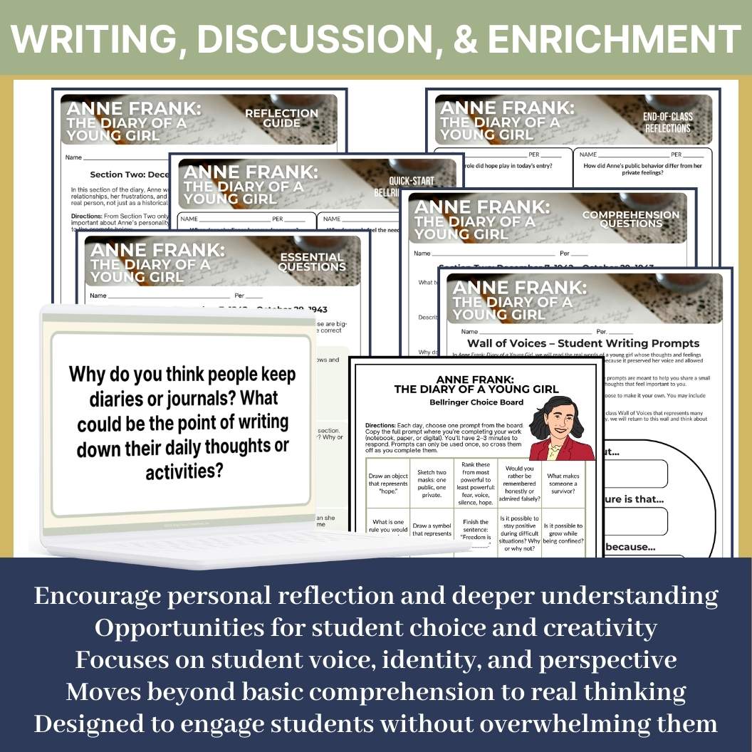 Anne Frank Diary of a Young Girl Novel Study Unit (Memoir) - Activities, Lessons