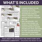 Anne Frank Diary of a Young Girl Novel Study Unit (Memoir) - Activities, Lessons