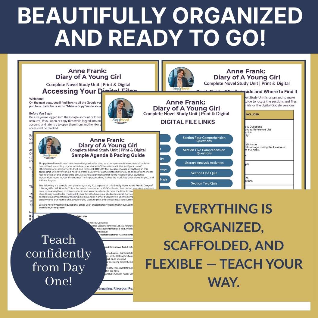 Anne Frank Diary of a Young Girl Novel Study Unit (Memoir) - Activities, Lessons