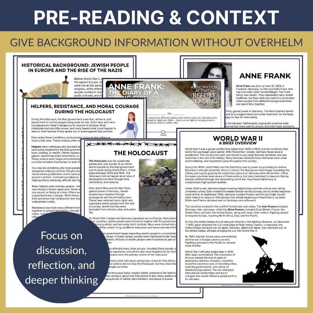 Anne Frank Diary of a Young Girl Novel Study Unit (Memoir) - Activities, Lessons