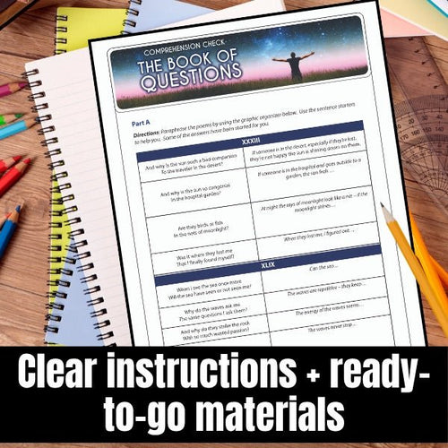 Book of Questions by Pablo Neruda 19 - Page Unit - Questions, Activities, Quiz - Simply Novel