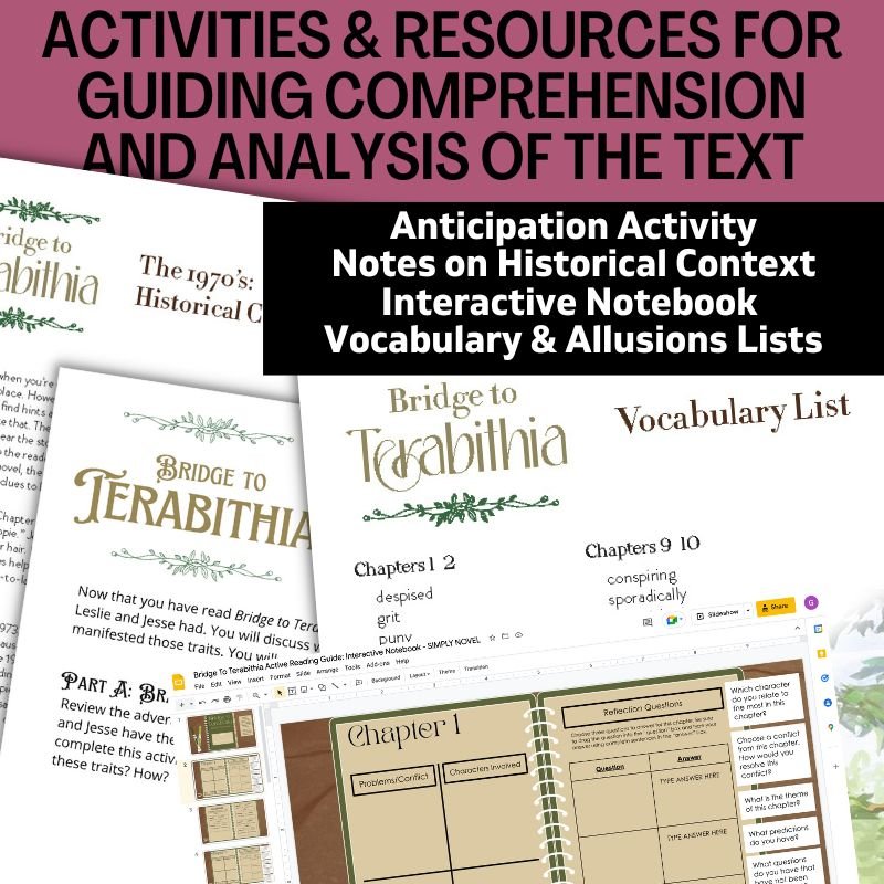 Bridge to Terabithia Novel Study Unit - 200+ Page No - Prep Activities Bundle - Simply Novel