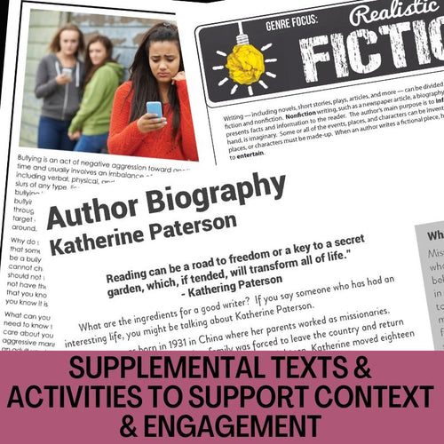 Bridge to Terabithia Novel Study Unit - 200+ Page No - Prep Activities Bundle - Simply Novel