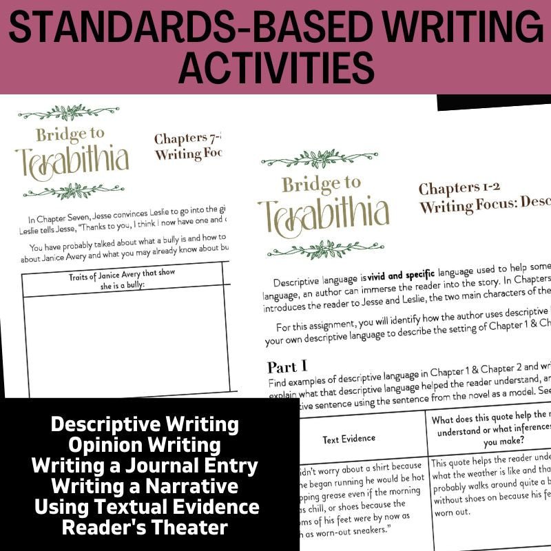 Bridge to Terabithia Novel Study Unit - 200+ Page No - Prep Activities Bundle - Simply Novel