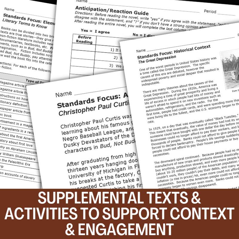 Bud, Not Buddy Novel Study Unit Activities, Projects, & Assessments - Simply Novel