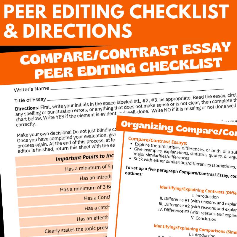 Compare and Contrast Essay Writing Unit - Lesson Handouts and Graphic Organizers - Simply Novel