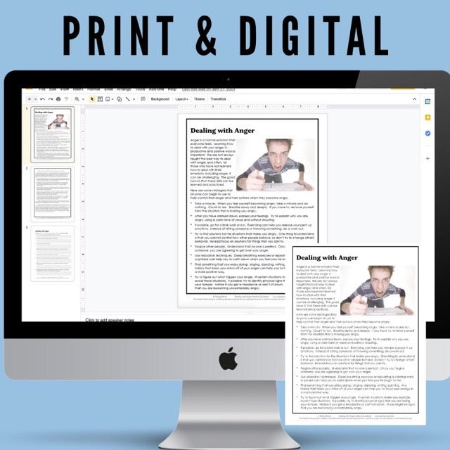 Dealing with Anger - Anger Management Informational Text Article with Questions - Simply Novel