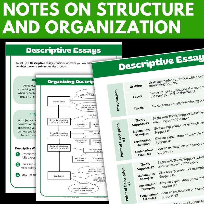 Descriptive Essay Writing - Lessons, Handouts, Rubrics beyond "Show, Don't Tell" - Simply Novel