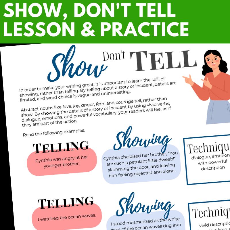 Descriptive Essay Writing - Lessons, Handouts, Rubrics beyond "Show, Don't Tell" - Simply Novel