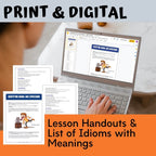 English Idioms Activity & Reference Handouts | Figurative vs Literal Language - Simply Novel