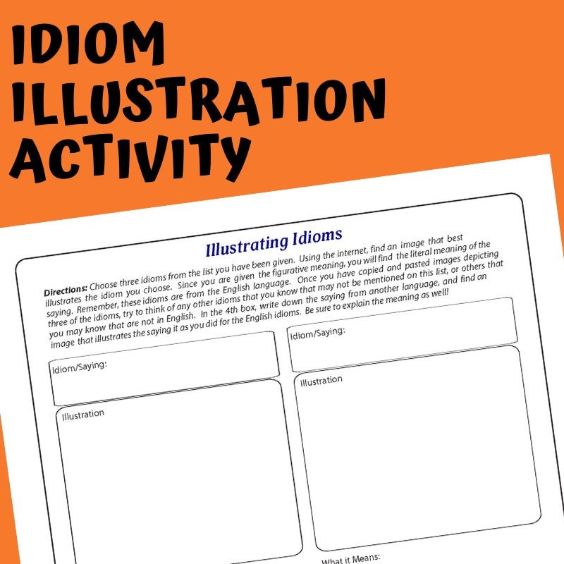 English Idioms Activity & Reference Handouts | Figurative vs Literal Language - Simply Novel