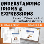 English Idioms Activity & Reference Handouts | Figurative vs Literal Language - Simply Novel
