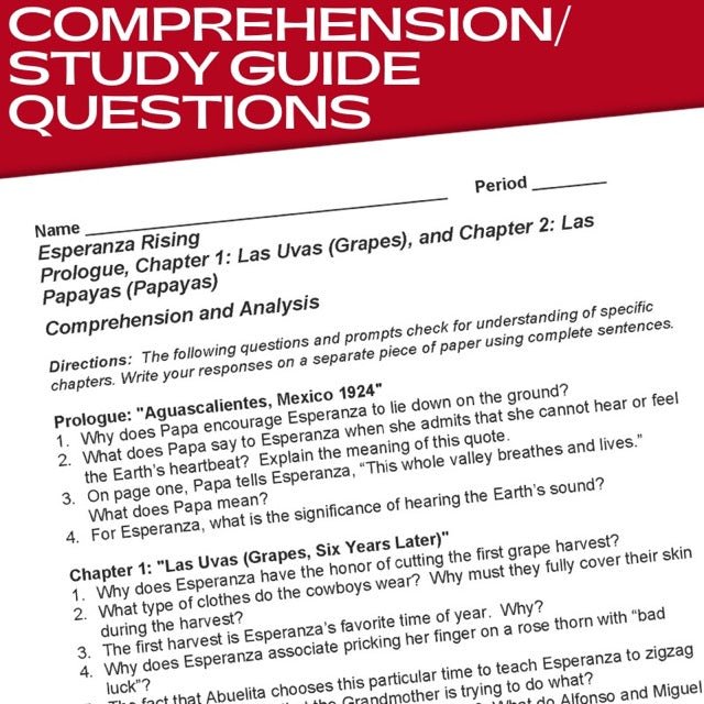 Esperanza Rising 6 - Week Novel Unit Plan Worksheets, Activities, Quizzes & Tests - Simply Novel