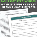 Expository, Persuasive, Cause/Effect Essay Templates with Handouts, Samples - Simply Novel