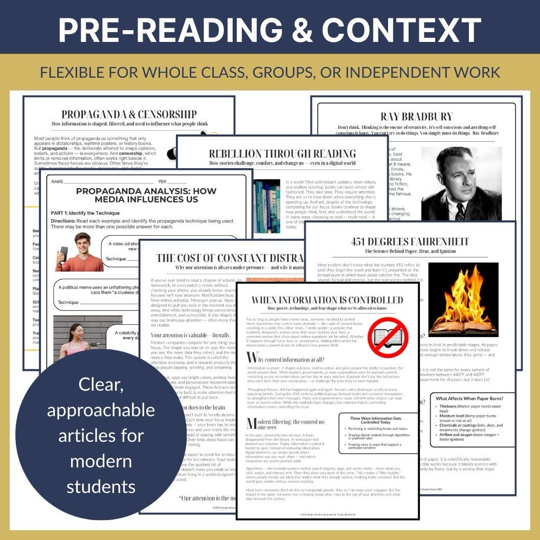 Fahrenheit 451 Complete Novel Unit | Lessons, Activities, Projects & Tests - Simply Novel