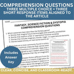 Fantasy, Science Fiction & Dystopia Informational Text Article & Questions - Simply Novel