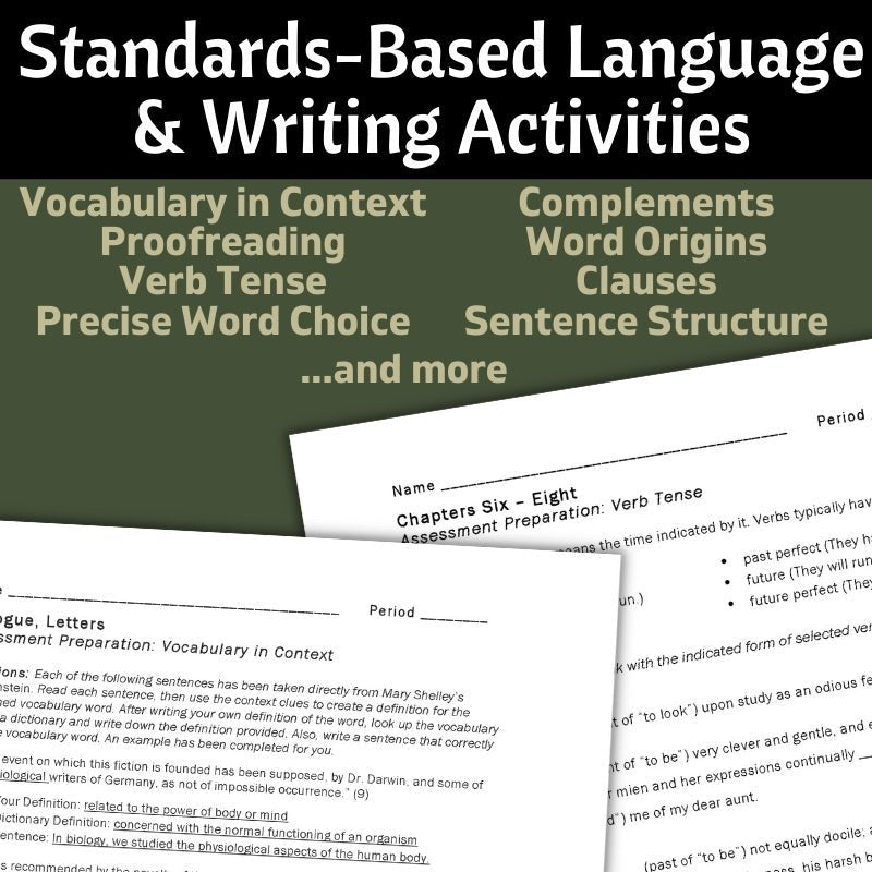 Frankenstein Novel Study Unit - 140+ Page Teacher Guide - Activities, Quizzes - Simply Novel