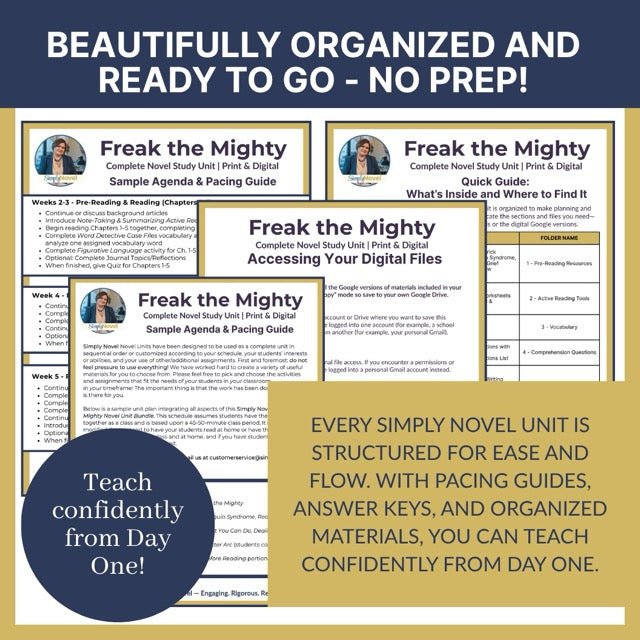 Freak the Mighty Novel Study Unit – Complete Teaching Guide for Grades 6 - 8 - Simply Novel