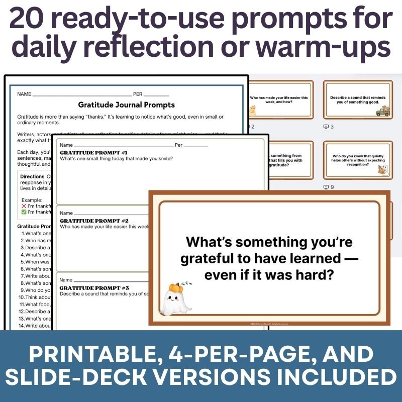 Gratitude: An SEL & ELA Reading and Writing Unit for Fall (Grades 6 - 9) - Simply Novel