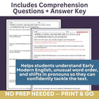 How to Read Shakespeare’s Language | Informational Text, Comprehension Questions - Simply Novel