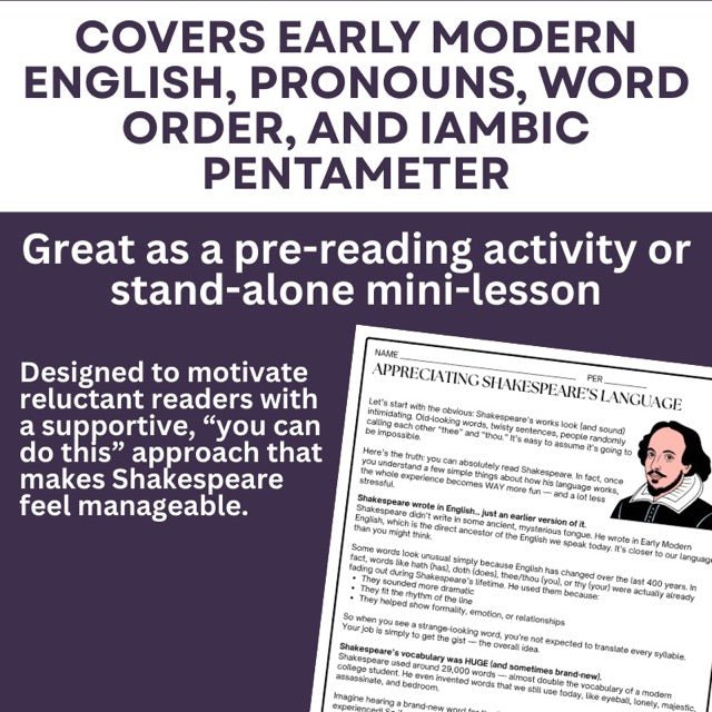 How to Read Shakespeare’s Language | Informational Text, Comprehension Questions - Simply Novel