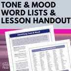 Identifying Tone Lesson Handout & Word Lists for Tone and Mood - Simply Novel