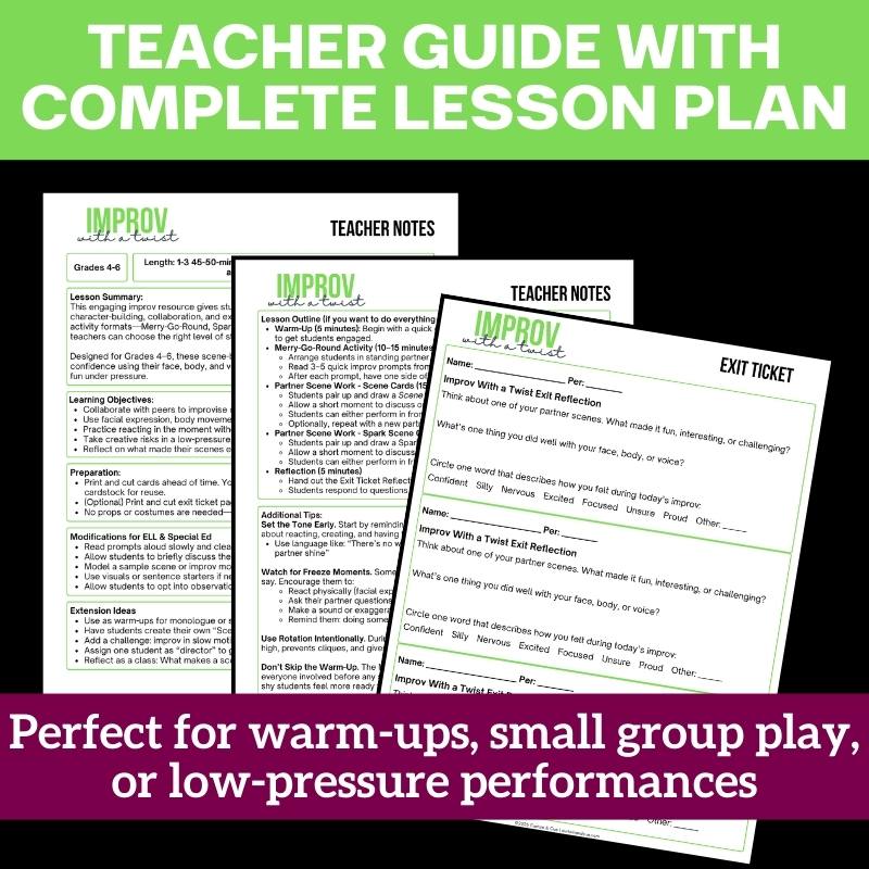 Improv with a Twist: Funny Partner & Group Scenes for Drama Class (Grades 4–6) - Simply Novel